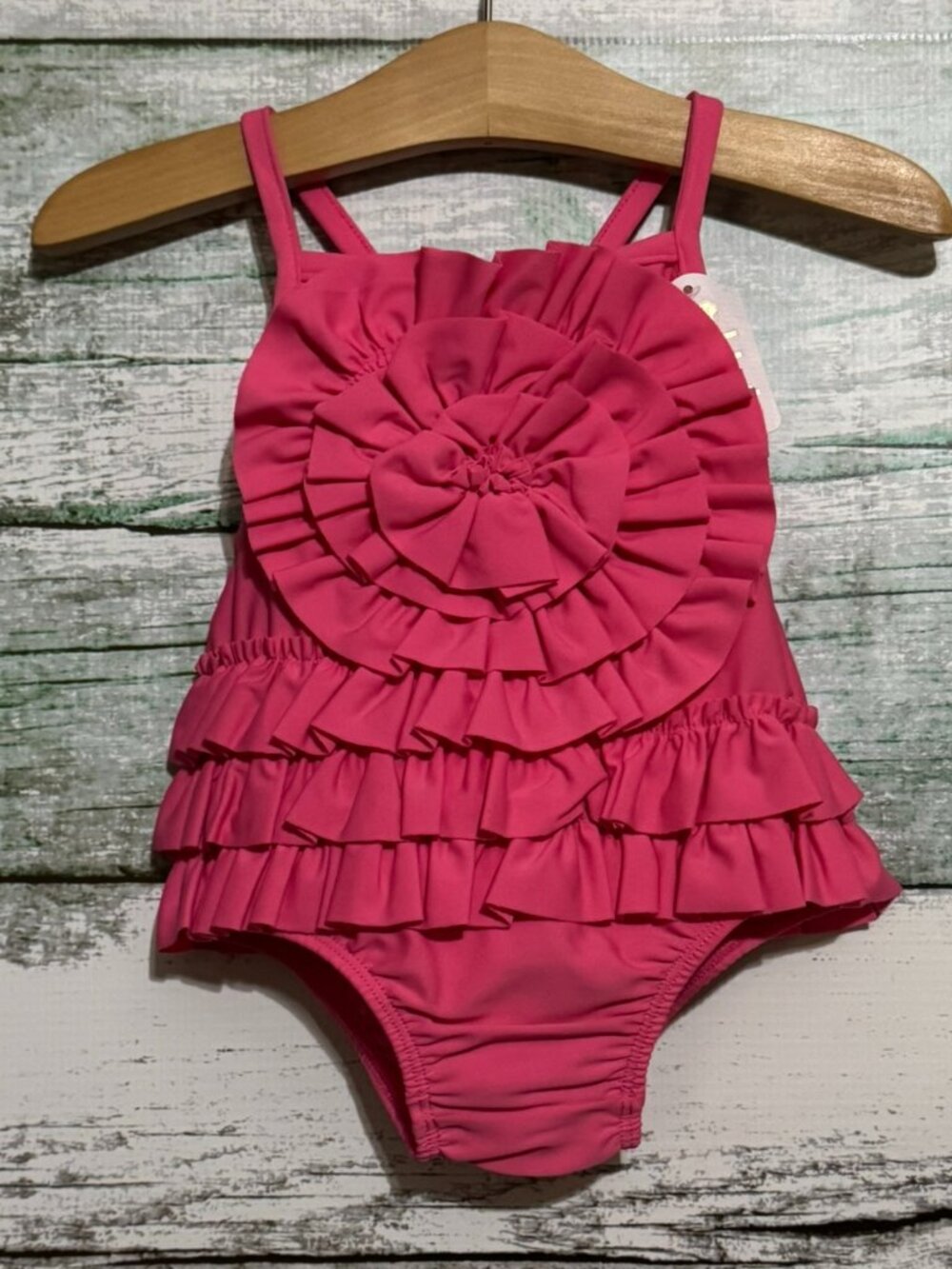Mud Pie Summer Fun Hot Pink Ruffle One-Piece Swimsuit 6-9 Months